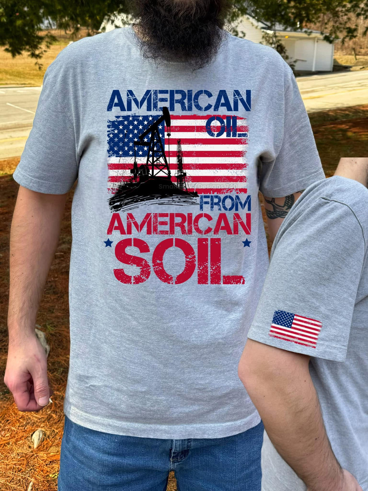 American Oil - Men's Tee Oil and Gas Tradesmen Shirt for Him Bluecollar printed apparel by Baylees Creations