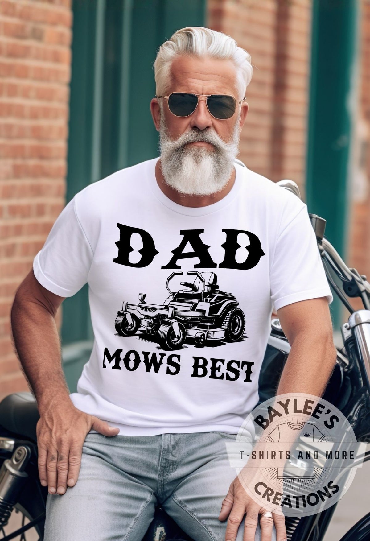 Dad Mows Best Men's Tee Father's Day T-Shirt printed apparel by Baylees Creations