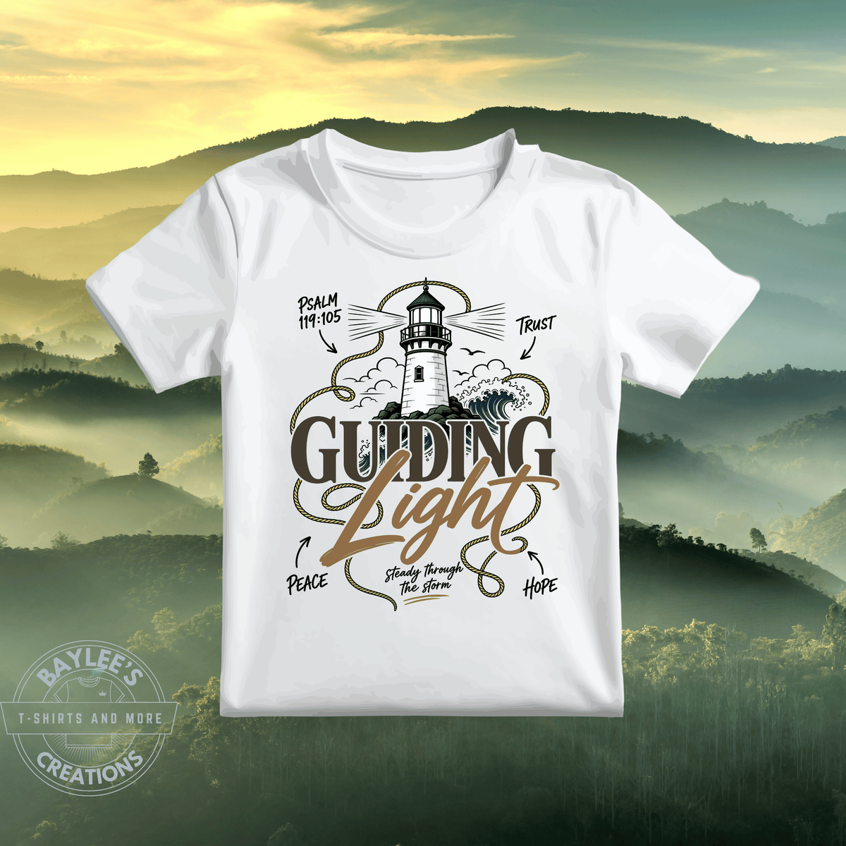 Guiding Light Christian T-Shirt printed apparel by Baylees Creations