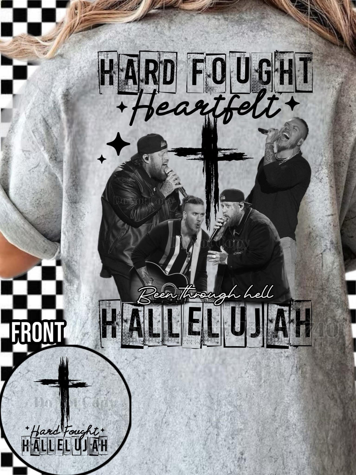 Hard Fought Hallelujah Unisex T-Shirt Faith Tee printed apparel by Baylees Creations