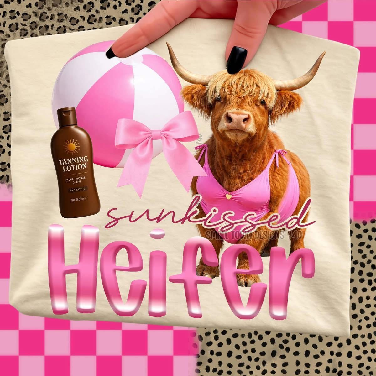 Sunkissed Heifer Funny Summer Beach T-Shirt printed apparel by Baylees Creations