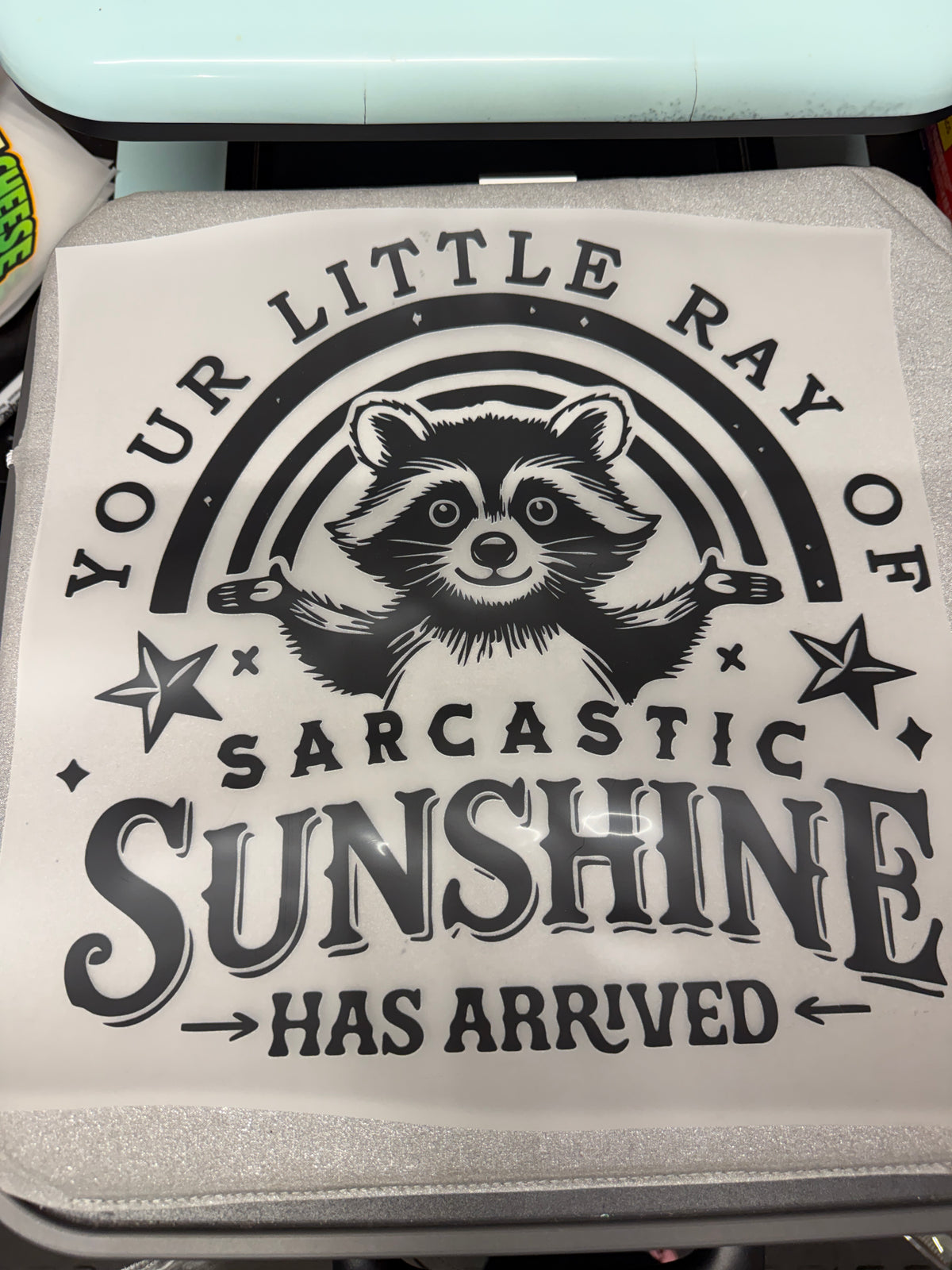 Sarcastic Sunshine Raccoon DTF Transfer ready-to-press DTF transfer