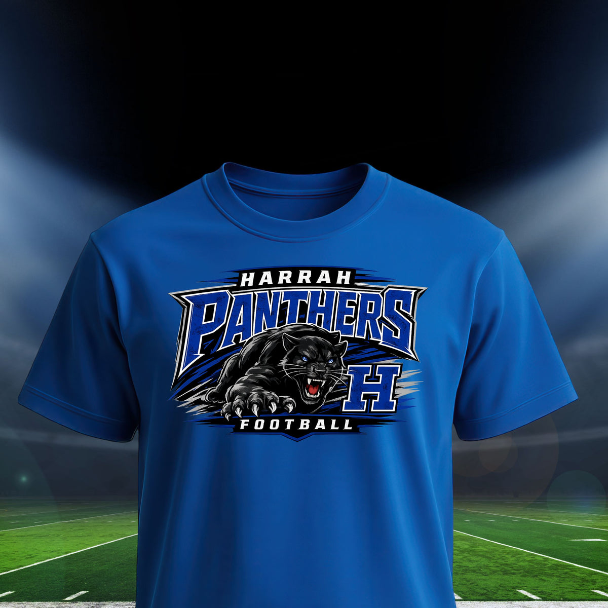 Harrah Panthers Football Unisex T-Shirts custom printed shirt by Baylee's Creations