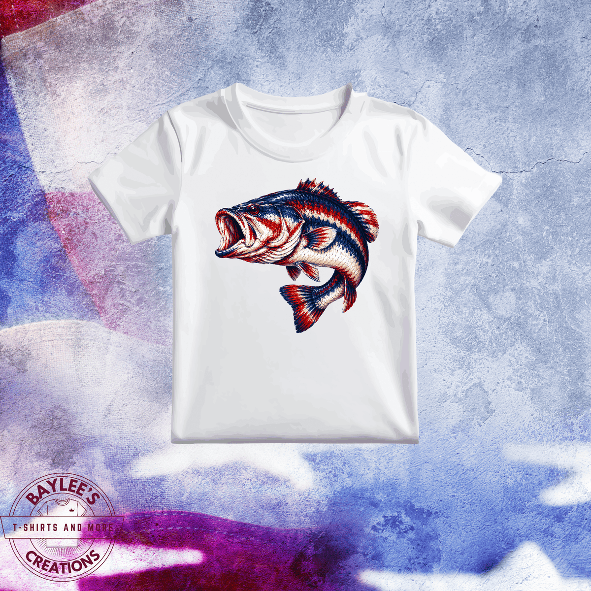 America 250TH Patriotic Bass Unisex T-Shirt printed apparel by Baylees Creations