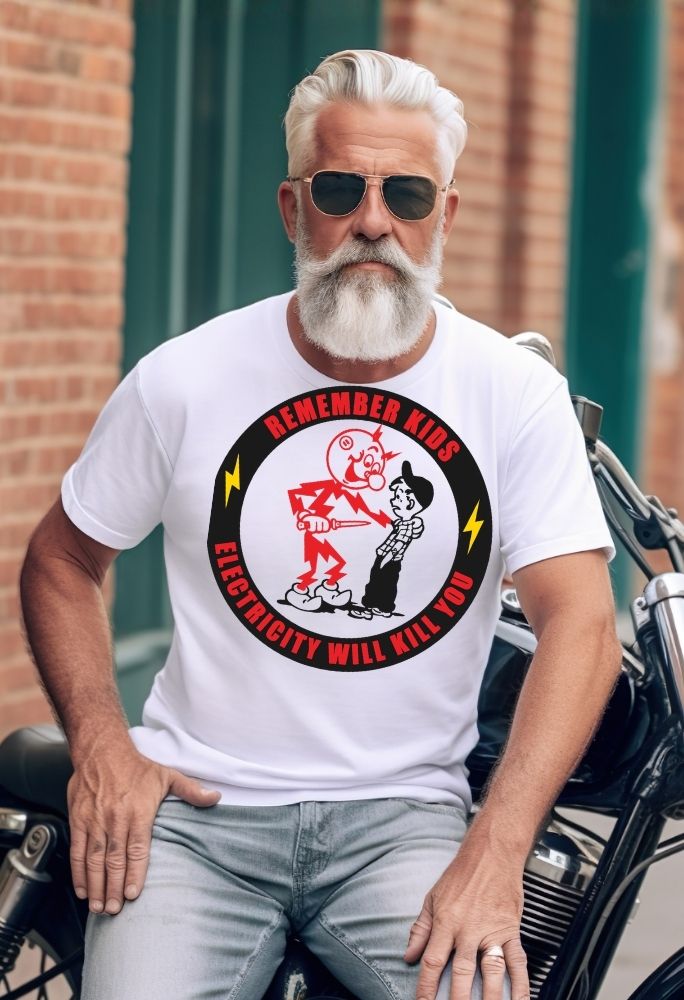Remember Kids' Electricity Will Kill You Men's Tee Father's Day T-Shirt printed apparel by Baylees Creations