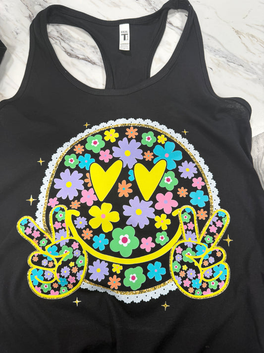 Smiley Face graphic on women's tank top