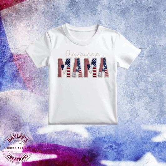 America 250TH Patriotic American Mama Unisex T-Shirt printed apparel by Baylees Creations