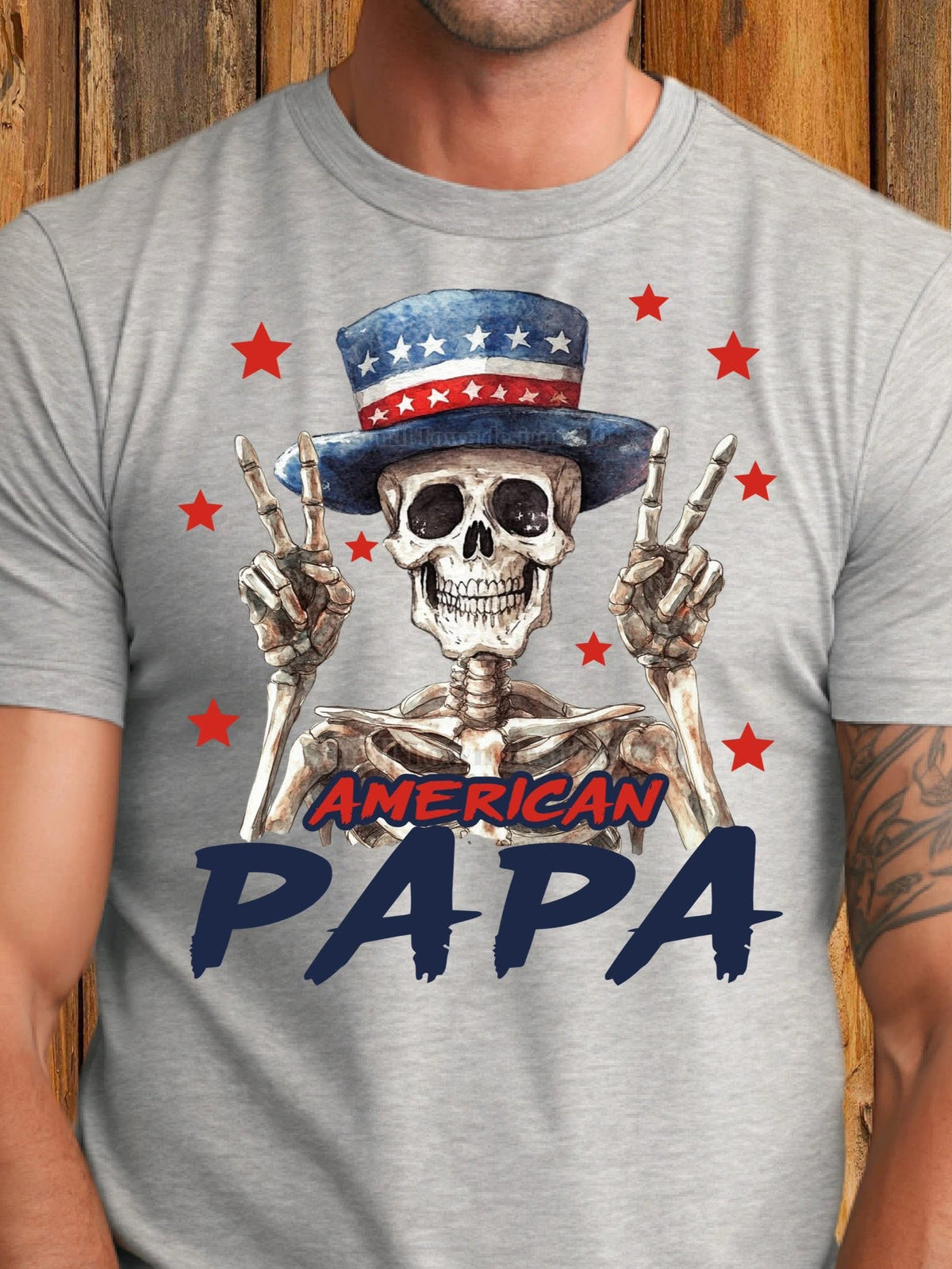 American Papa Men's Tee Father's Day printed apparel by Baylees Creations