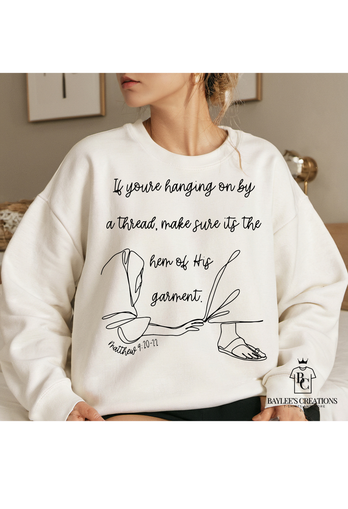 By His Hem Sweatshirt Faith Unisex printed apparel by Baylees Creations