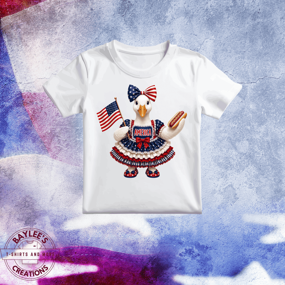 America 250TH Goose Patriotic Unisex T-Shirt printed apparel by Baylees Creations
