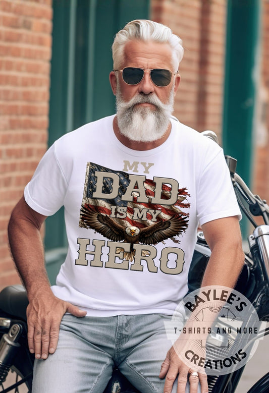 Dad Is My Hero Men's Tee Father's Day printed apparel by Baylees Creations