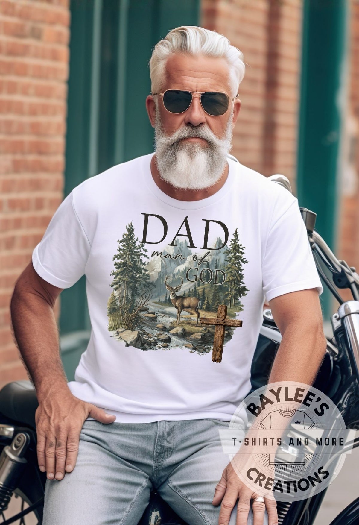 Dad Man of God Men's Tee Father's Day T-Shirt printed apparel by Baylees Creations