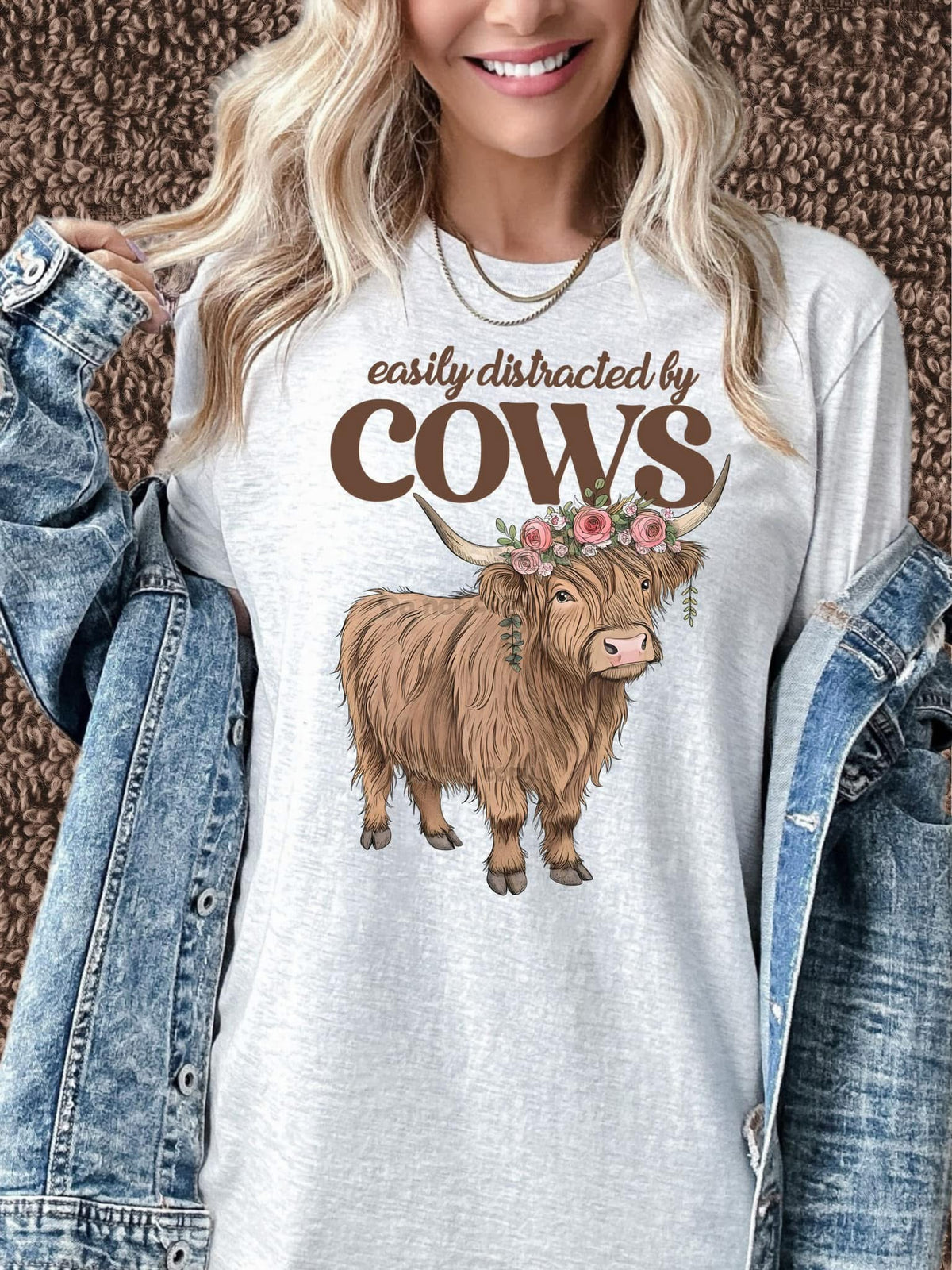 Easily Distracted by Cows - Women's Sweatshirt printed apparel by Baylees Creations