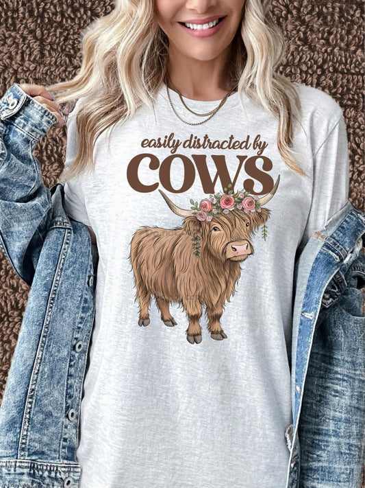 Easily Distracted by Cows - Women's Sweatshirt printed apparel by Baylees Creations
