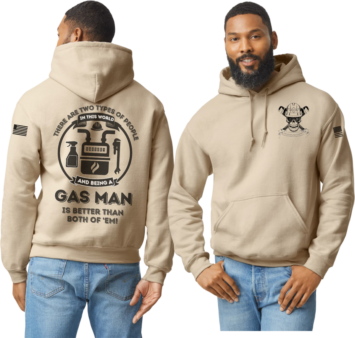 Gas Man - Natural Gas Worker Blue Collar Men's Hoodie on blue hoodie by Baylee's Creations