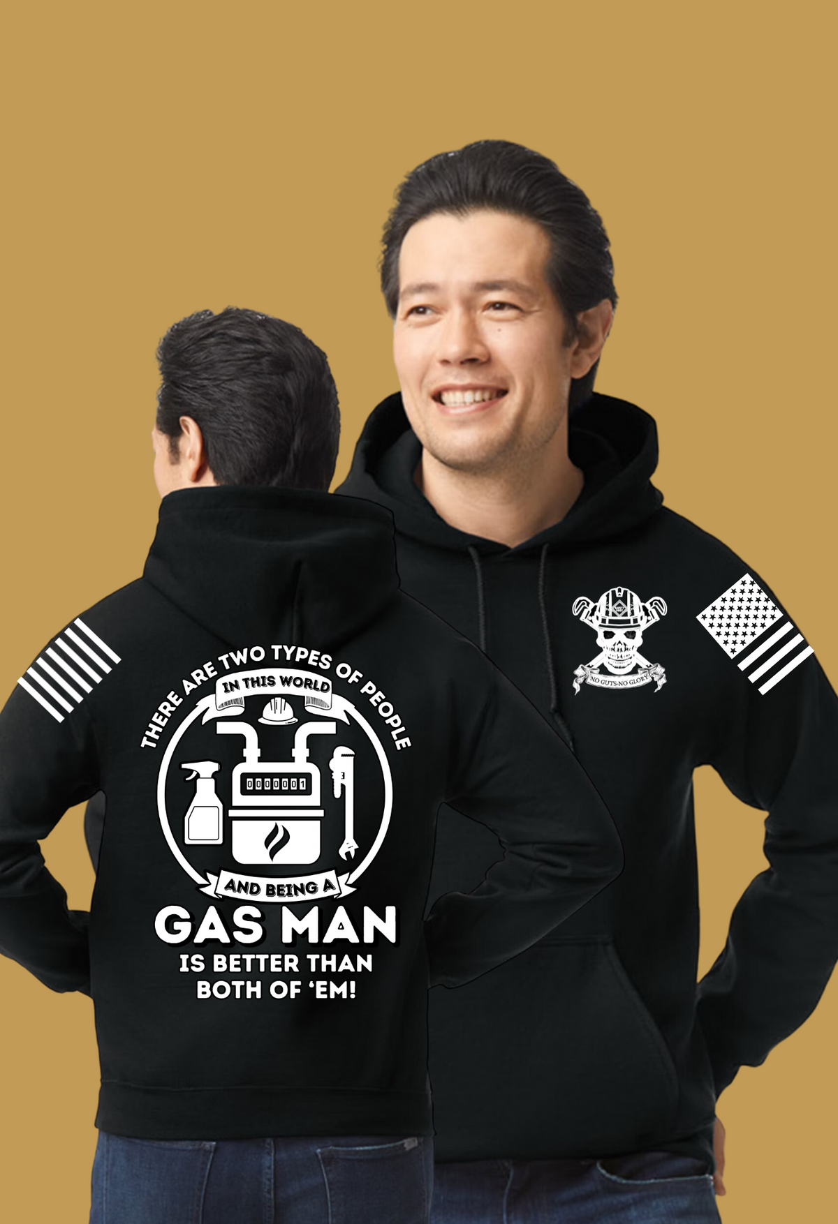 Gas Man - Natural Gas Worker Blue Collar Men's Hoodie printed apparel by Baylees Creations