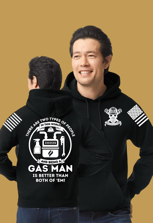 Gas Man - Natural Gas Worker Blue Collar Men's Hoodie printed apparel by Baylees Creations