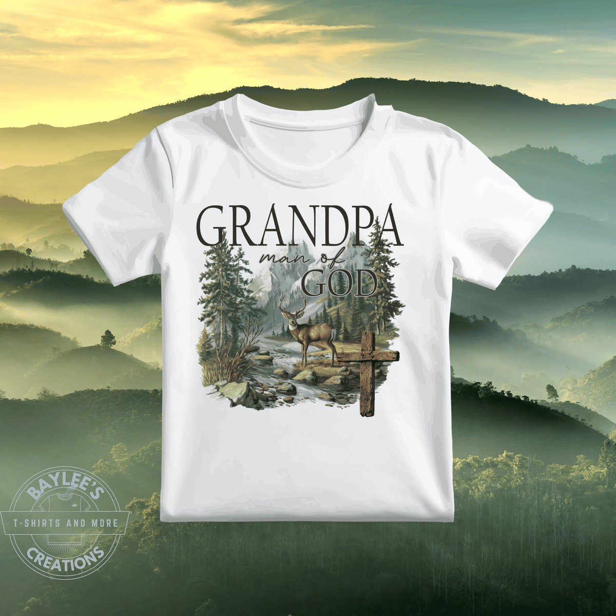 Grandpa Man of God Christian T-Shirt printed apparel by Baylees Creations