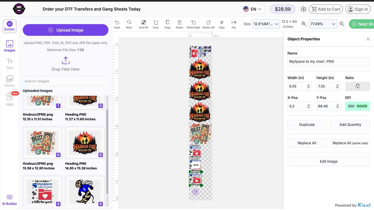 Gang sheet builder preview