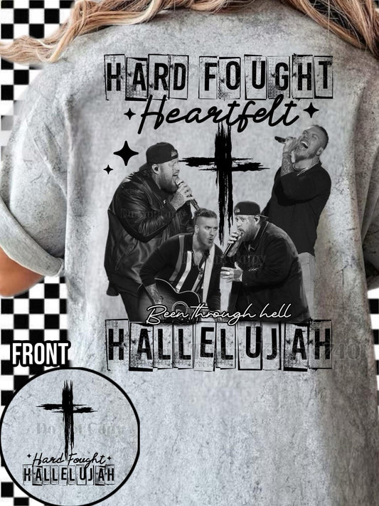 Hard Fought Hallelujah Unisex T-Shirt Faith Tee printed apparel by Baylees Creations