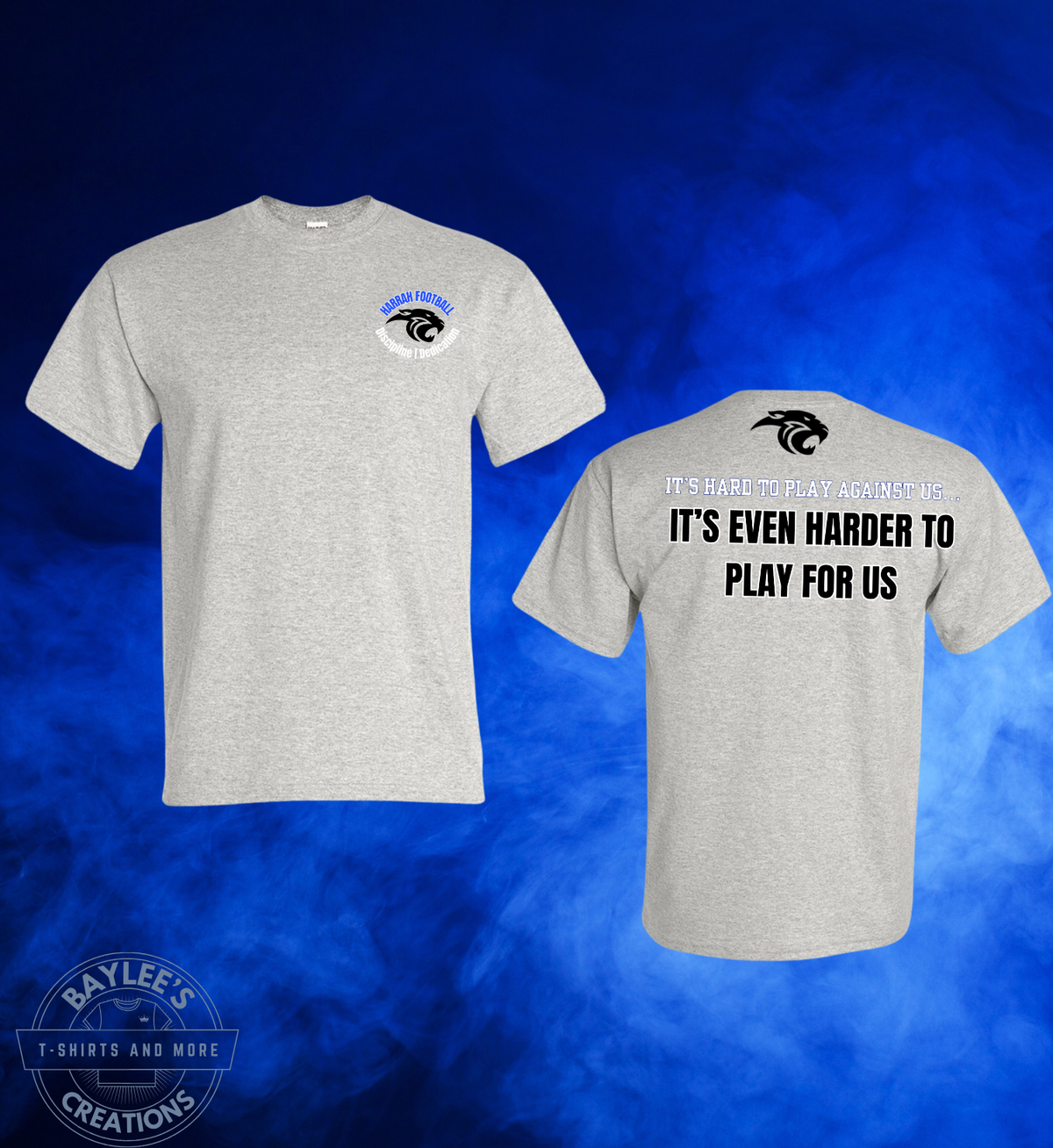Harrah Football Unisex T-Shirt custom printed shirt by Baylee's Creations