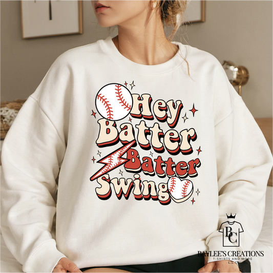 Hey Batter Batter Swing - Women's Baseball Sweatshirt printed apparel by Baylees Creations