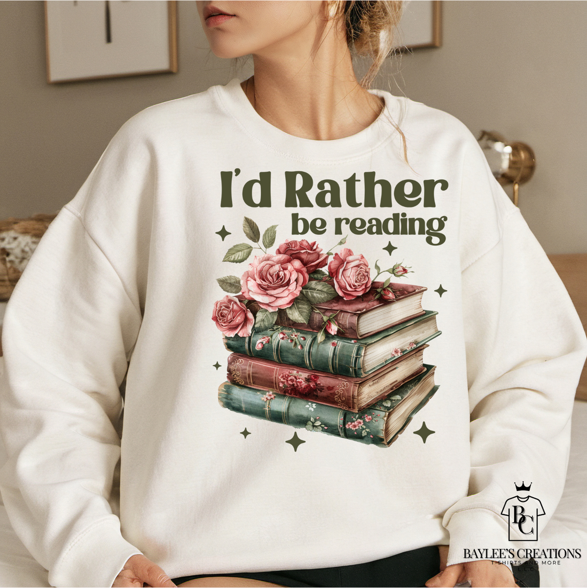 I'd Rather Be Reading - Women's Sweater printed apparel by Baylees Creations