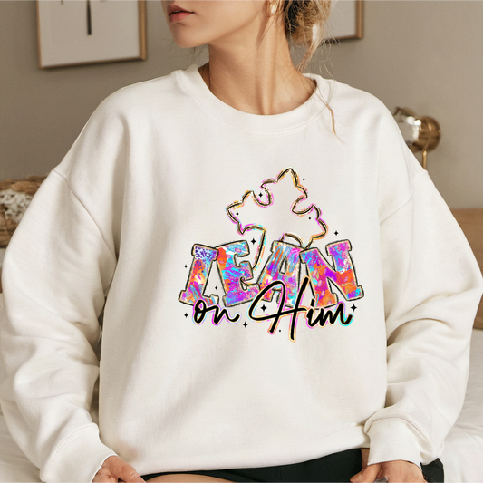 I Lean on Him - Women's Sweatshirt printed apparel by Baylees Creations