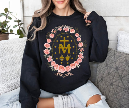 Immaculate Conception Medal Catholic Sweatshirt printed apparel by Baylees Creations