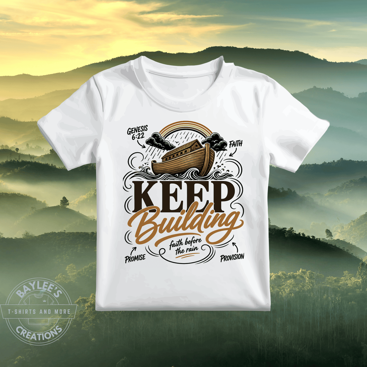 Keep Building Noahs Ark Christian T-Shirt printed apparel by Baylees Creations