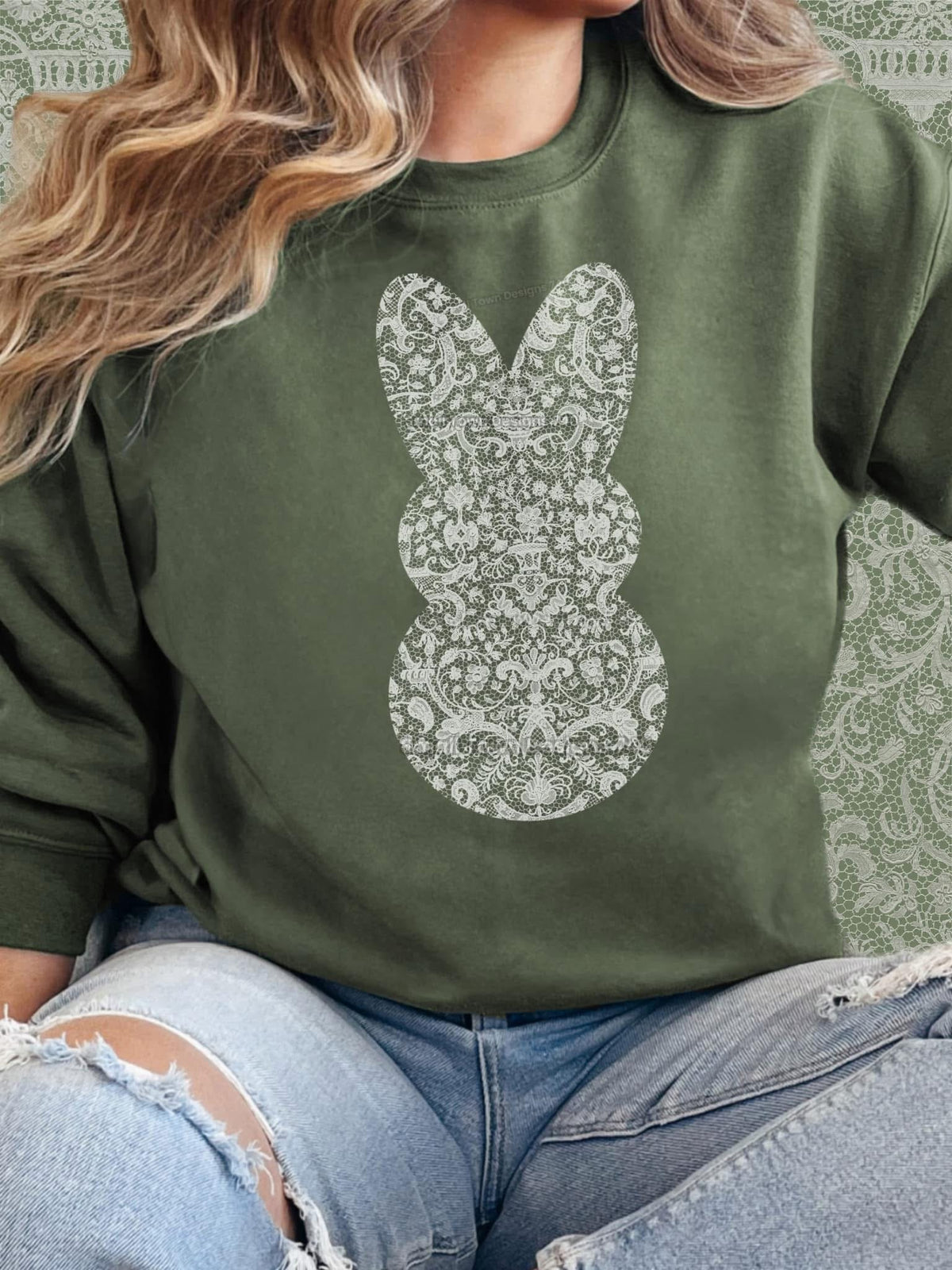Lacey Bunny - Women's Sweatshirt printed apparel by Baylees Creations