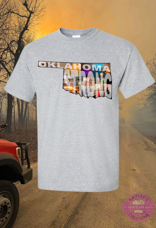 Oklahoma Strong Wildfire Benefit Shirt - Unisex T-Shirt printed apparel by Baylees Creations