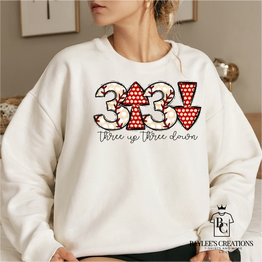 Three Up Three Down - Women's Cute Baseball Sweatshirt custom printed sweatshirt by Baylee's Creations