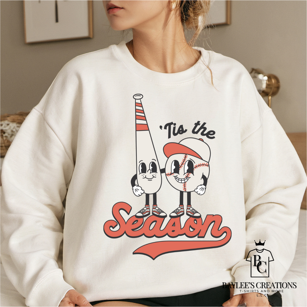 Tis the Season Baseball - Women's Cute Baseball Sweatshirt printed apparel by Baylees Creations