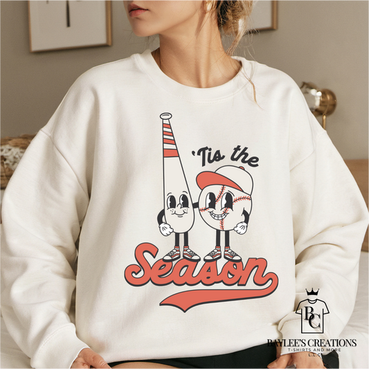 Tis the Season Baseball - Women's Cute Baseball Sweatshirt printed apparel by Baylees Creations