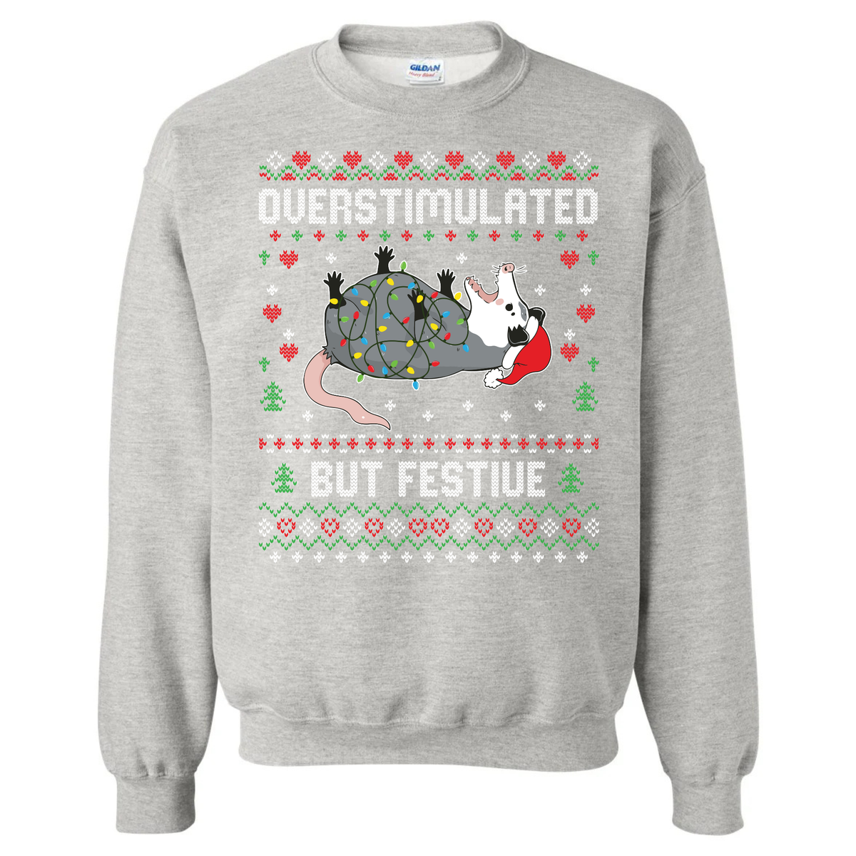 Ugly Christmas Possum Sweatshirt - Funny Holiday Crewneck custom printed sweatshirt by Baylee's Creations