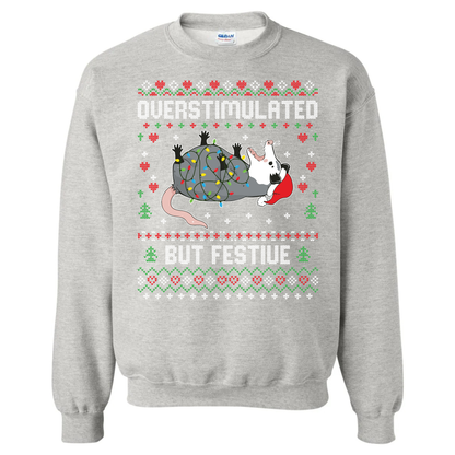 Ugly Christmas Possum Sweatshirt - Funny Holiday Crewneck custom printed sweatshirt by Baylee's Creations