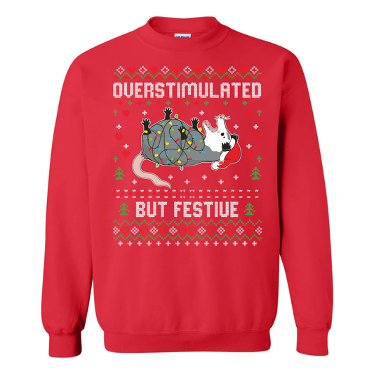 Ugly Christmas Possum Sweatshirt - Funny Holiday Crewneck printed apparel by Baylees Creations