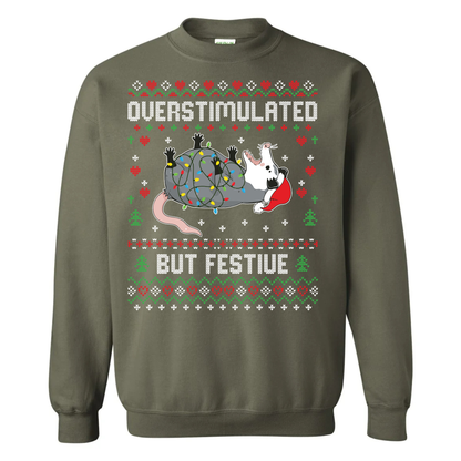 Ugly Christmas Possum Sweatshirt - Funny Holiday Crewneck custom printed sweatshirt by Baylee's Creations