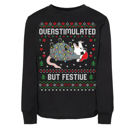 Ugly Christmas Possum Sweatshirt - Funny Holiday Crewneck custom printed sweatshirt by Baylee's Creations