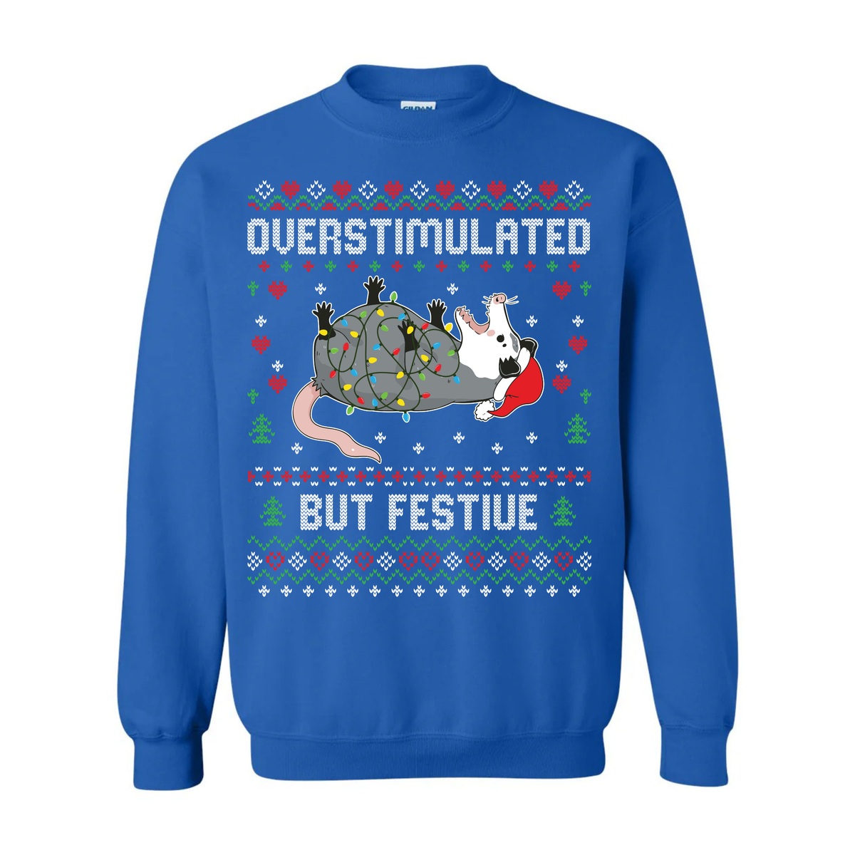 Ugly Christmas Possum Sweatshirt - Funny Holiday Crewneck custom printed sweatshirt by Baylee's Creations