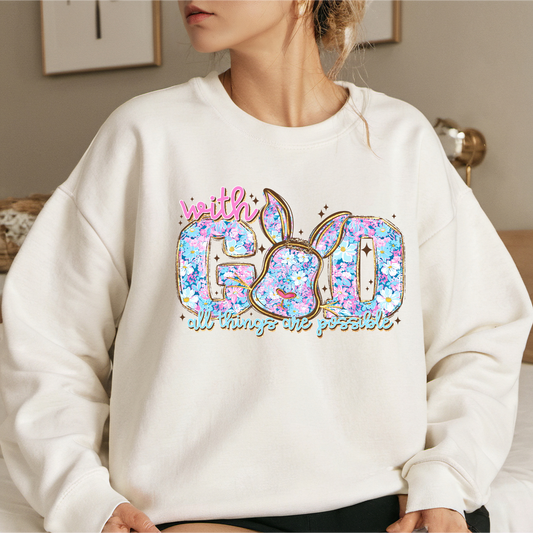 With God Nothing Is Impossible - Women's Sweatshirt printed apparel by Baylees Creations