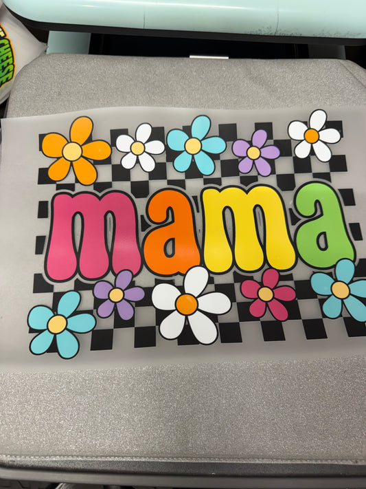 Mama Daisy Checkerboard DTF Transfer ready-to-press DTF transfer