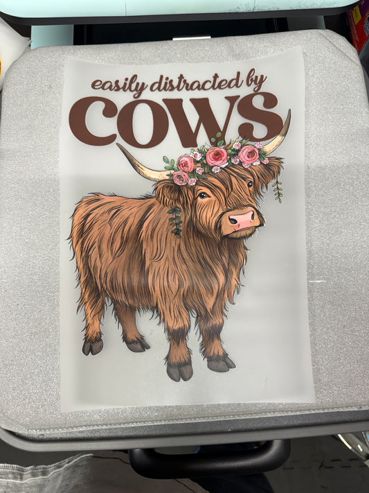 Easily Distracted by Cows DTF Transfer ready-to-press DTF transfer