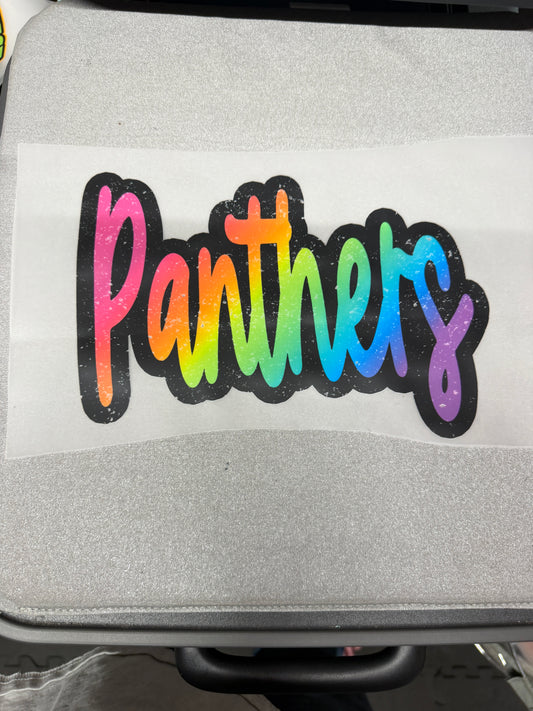 Panthers Rainbow Wordmark DTF Transfer ready-to-press DTF transfer