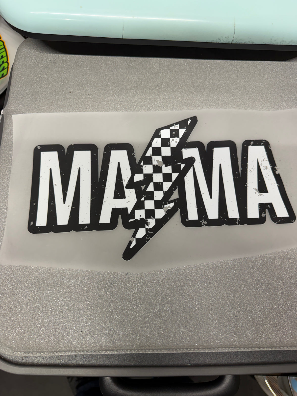 Mama Lightning Bolt Checkerboard DTF Transfer ready-to-press DTF transfer