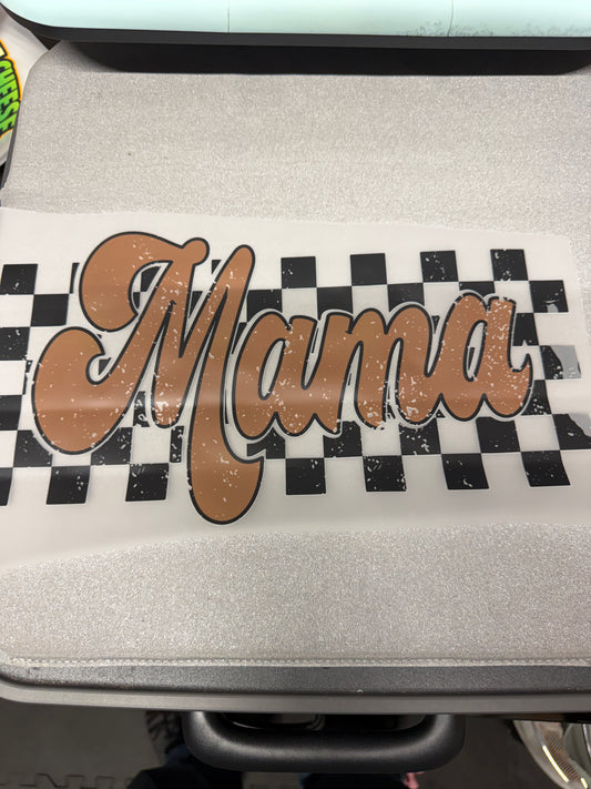 Mama Leopard Checkerboard DTF Transfer ready-to-press DTF transfer