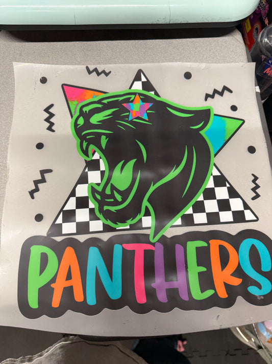 Panthers Mascot Checkerboard DTF Transfer ready-to-press DTF transfer