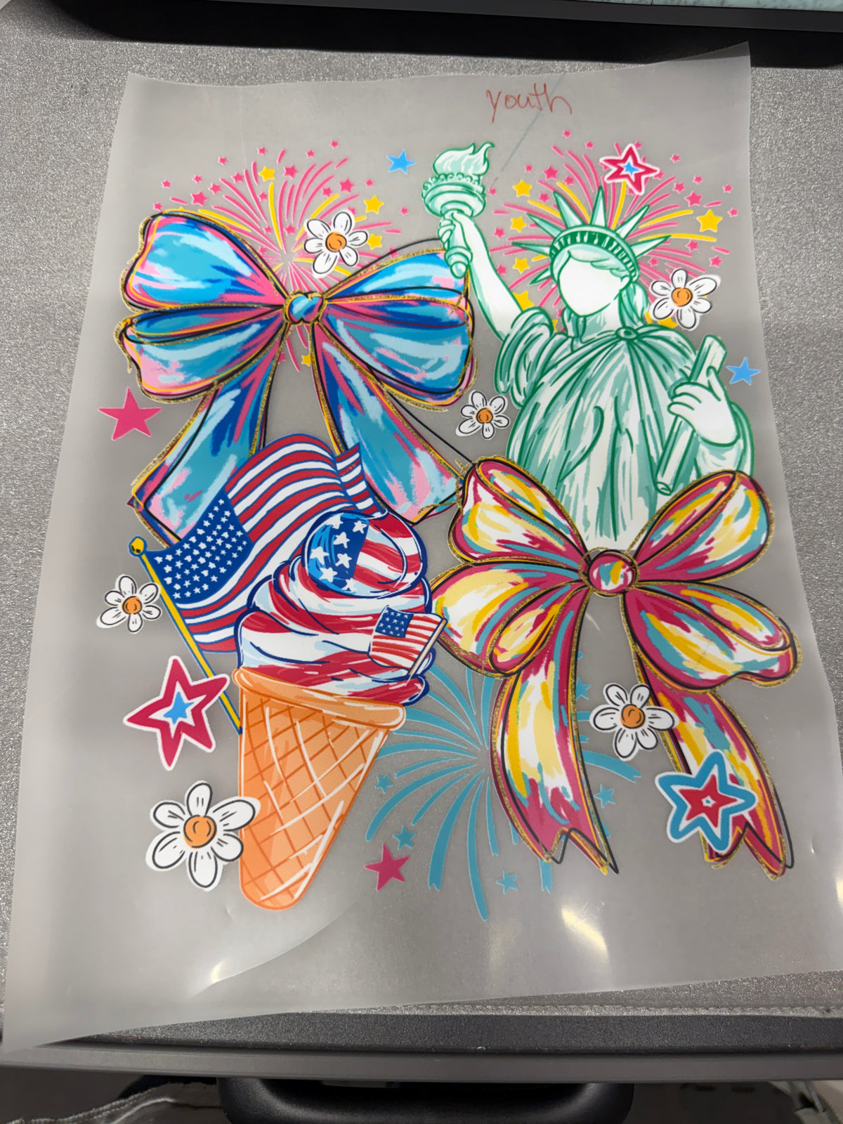 Patriotic Bow Trio DTF Transfer ready-to-press DTF transfer