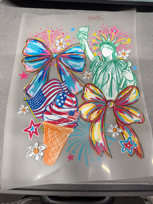 Patriotic Bow Trio DTF Transfer ready-to-press DTF transfer